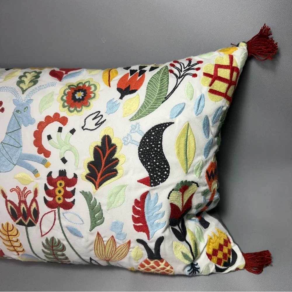 IKEA Rodarv Embroidered Decorative Throw Pillow Cover 16x26
